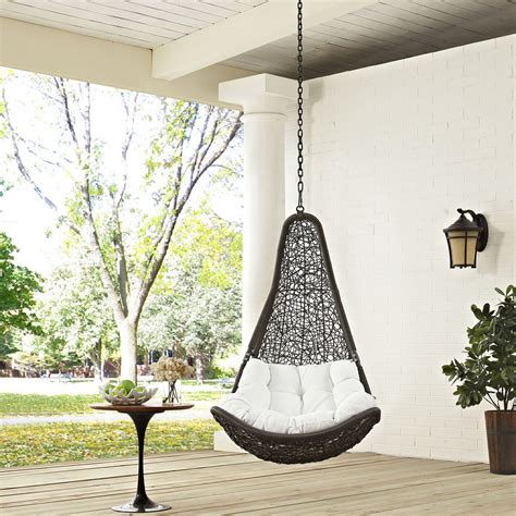 Abate Outdoor Patio Swing Chair Without Stand In Gray White Swinging