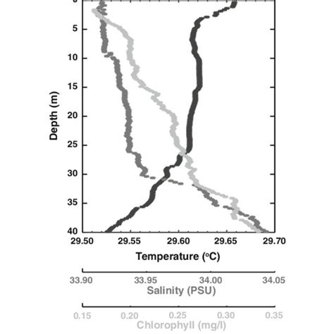 Variations In Temperature Salinity And Chlorophyll With Depth From A Download Scientific