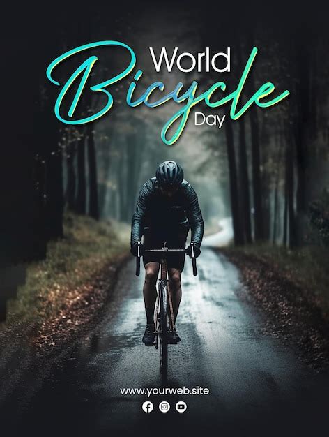 Um Cartaz Para O Dia Mundial Da Bicicleta Um Homem Em Uma Bicicleta