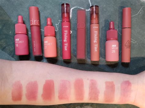 8 Cool Muted Matte Lip Tint Swatches Peripera Romand Etude 3ce R