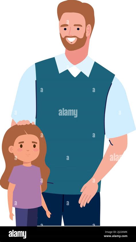 Bearded Dad And Daughter Stock Vector Image And Art Alamy