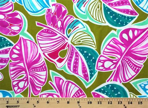 4 Way Stretch Spandex Tropical Leaves Botanical Leafy Pink Green Blue 58 Wide Swimwear Fabric