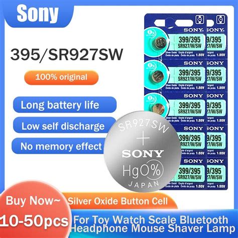 10 50PCS Sony 395 399 AG7 SR927SW SR927W SR927 LR927 LR927W 1 55V Coin