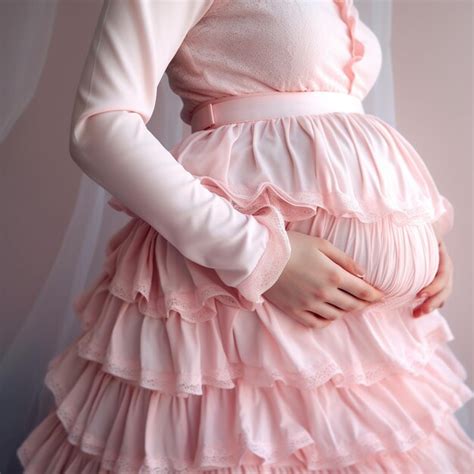 Premium Ai Image A Pregnant Woman Wearing A Pink Dress With A Pink