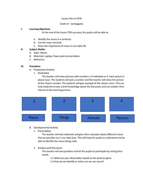 Lesson Plan In Mtb None Lesson Plan In Mtb Grade Iii Sampaguita I