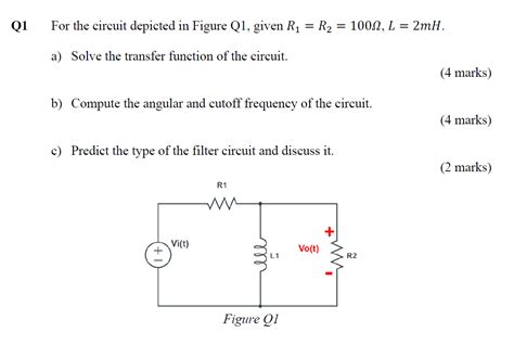 Solved For The Circuit Depicted In Figure Q Given Chegg