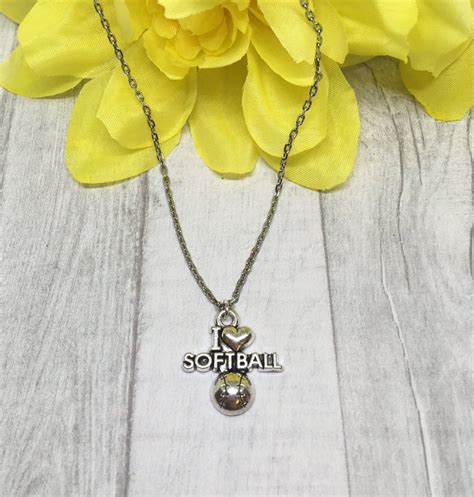 Softball Gifts Softball Necklace Softball Jewelry Softball Mom I Love