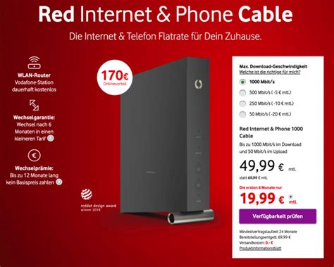 Vodafone Cable Gigabit Tarif Mbit S Jetzt Euro Im Monat