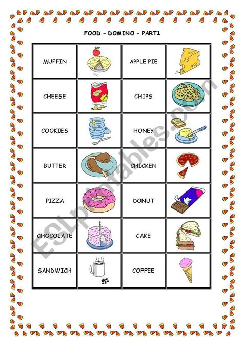 Food Domino Part Esl Worksheet By Elinescheffer