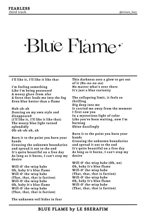 Blue Flame - LE SSERAFIM | Song lyric posters, Pop lyrics, Just lyrics