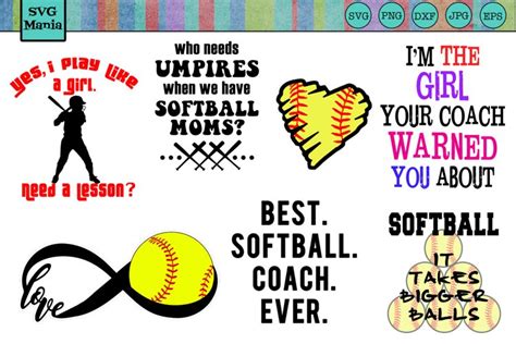 Svg Softball Designs 111 Svg File For Diy Machine