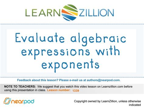 Evaluate algebraic expressions with exponents