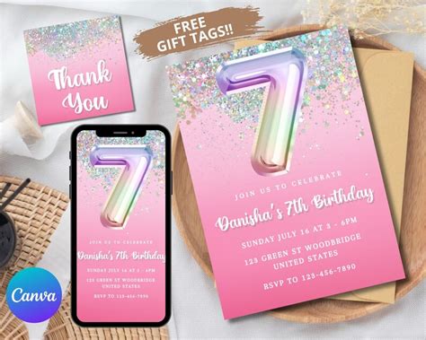 Editable Pink Th Birthday Invitation Template Glitter Birthday Party