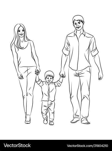 Family graphic hand-drawn sketch Royalty Free Vector Image