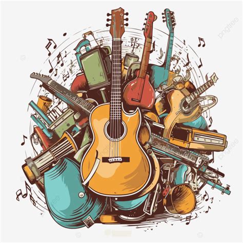 Instrumental Clipart Guitar And Musical Instruments On A Background