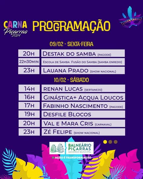 Shows Nacionais Do Carnaval De Balne Rio Pi Arras Ter O Rea Reservada