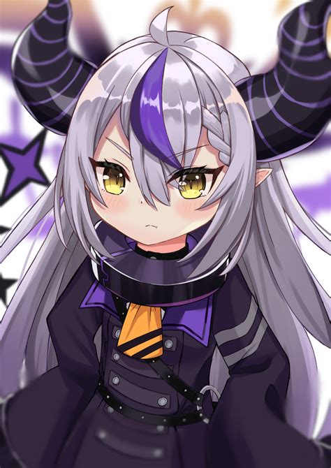 Safebooru 1girl T Ahoge Ascot Black Horns Blush Braid Braided Bangs Collar Demon Girl Demon