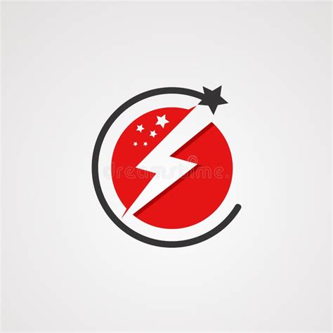 Power Star Logo Vector with Circle Red Color Concept, Element, Template, and Icon for Company ...