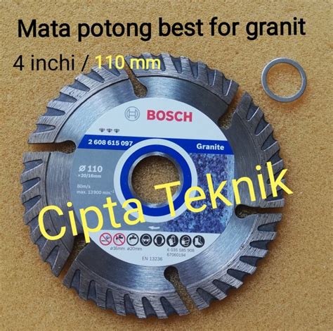 Jual Mata Potong Granit Bosch 4 Inchi Best For Granite Diamond Wheel