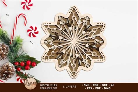 Christmas Snowflake Ornaments Laser Cut Graphic By Lasercutano