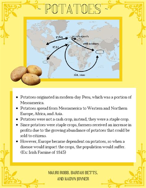 Potatoes In the world - Potatoes originated in modern-day Peru, which