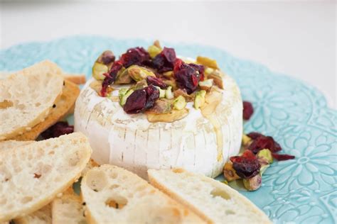 Baked Brie With Honey Cranberries And Pistachios