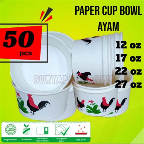 Jual Paper Bowl Ayam Jago Berbagai Ukuran Mangkok Kertas Mie Ayam