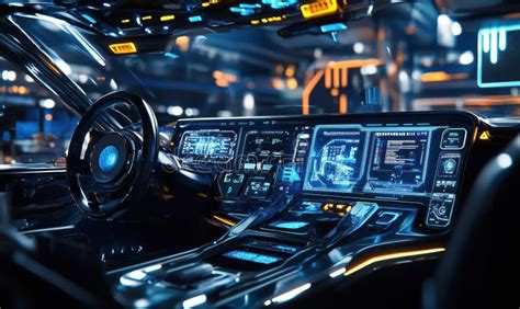 Futuristic Car Dashboard with Advanced Technology, Illuminated Displays ...