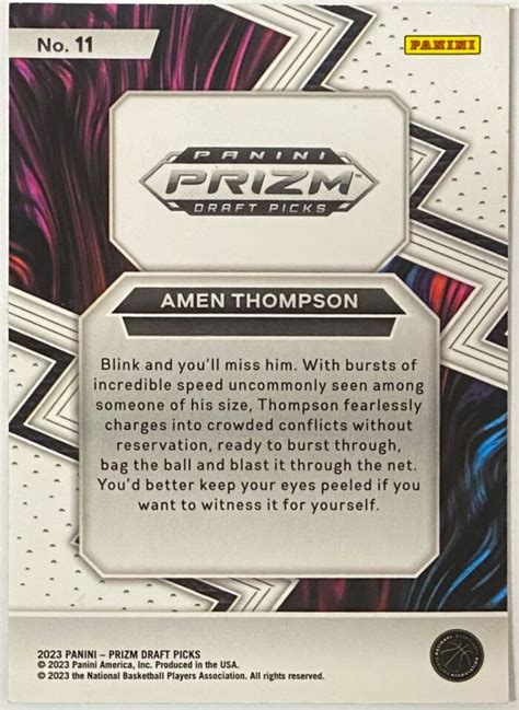 Amen Thompson Panini Prizm Draft Picks Basketball Fearless