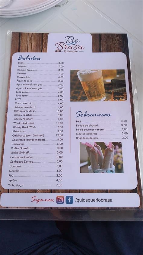 Menu Em Rio Brasa Quiosque Restaurante Brasil