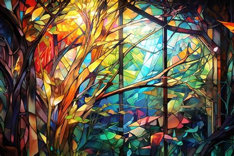 Premium Photo Colourful Stained Glass Windows In A Church Illustration