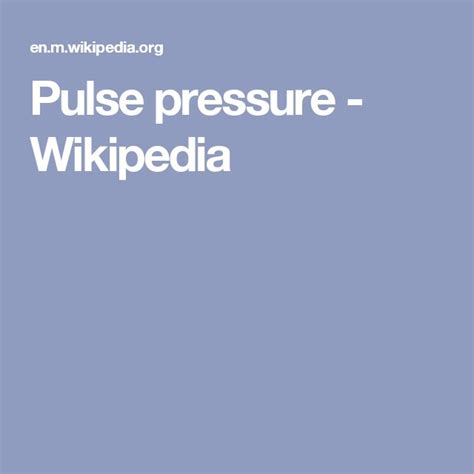 pulse pressure wikipedia pulse pressure  arterial pressure