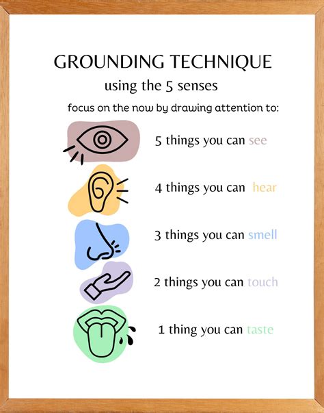 Grounding Technique Using the 5 Senses Poster Handout. School Counselor ...