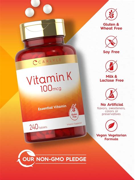 Carlyle Vitamina K 100 Mcg 240 Comprimidos Vegetariana Sin Omg Sin