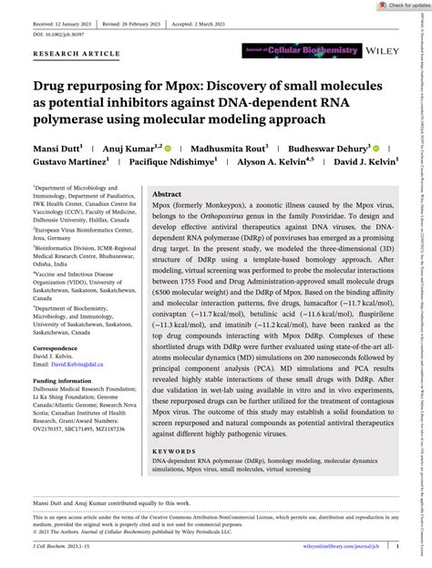 Pdf Drug Repurposing For Mpox Discovery Of Small Molecules As