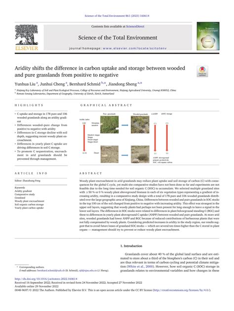 (PDF) Aridity shifts the difference in carbon uptake and storage ... 