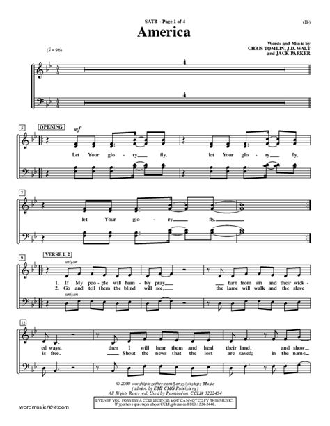 America Sheet Music PDF (Chris Tomlin) - PraiseCharts