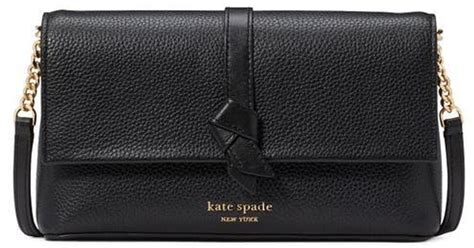 Kate Spade Knott Pebble Leather Crossbody Wallet In Black Lyst