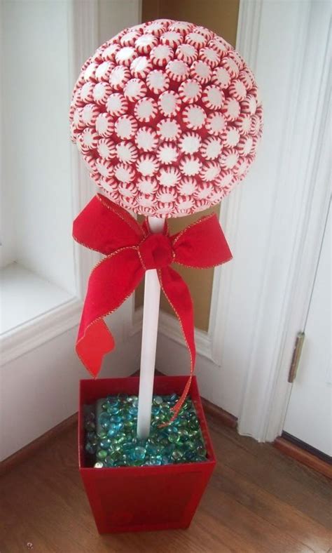 Handmade Peppermint Candy Topiaries For Christmas Decoration Christmas Diy Candy Topiary