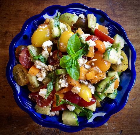 HEIRLOOM TOMATO AND CUCUMBER SALAD WITH MAPLE BALSAMIC VINIAGRETTE