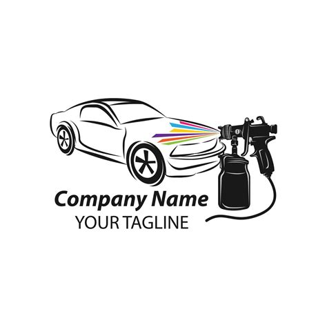 Car Painting Logo With Spray Gun And Unique Colorful Vehicle Concept