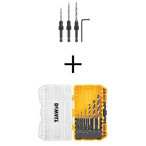 DEWALT Steel Countersink Set 3 Piece And Black And Gold Drill Bit Set