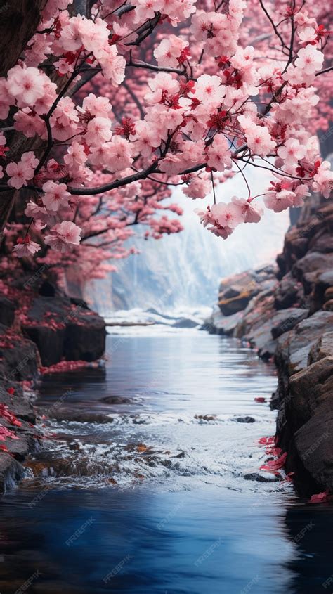 Premium AI Image | wallpaper of cherry blossom scenery