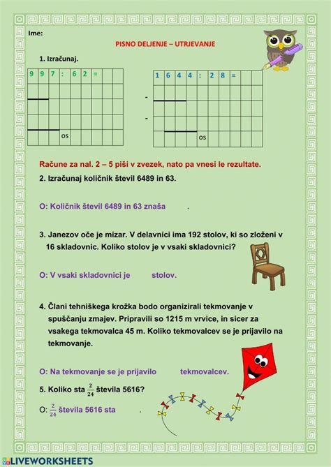 Pisno Deljenje Worksheet Live Worksheets