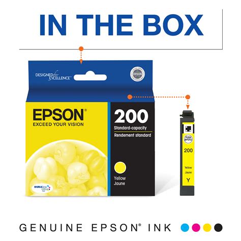 Epson 200 Durabrite Ultra Ink Standard Capacity Yellow Cartridge T200420 Works With Workforce