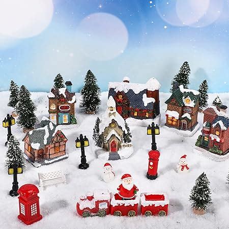 Amazon Christmas Village Figurines Decoration Set Perfect Addition