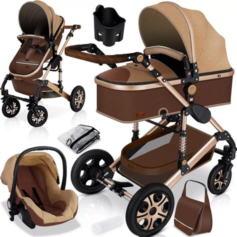 Детская коляска с автокреслом 3в1 KESSER 94 x 64 x 119 см коричневый с ...