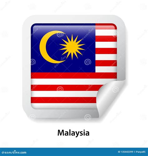 Flag Of Malaysia Round Glossy Sticker Stock Vector Illustration Of Geography Country 135442399