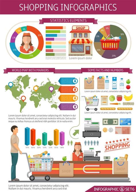 supermarket infographics set stock vector illustration  design