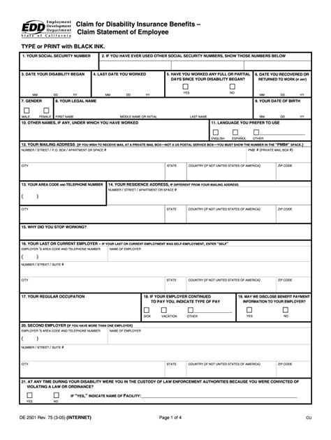 Printable Disability Claim Form